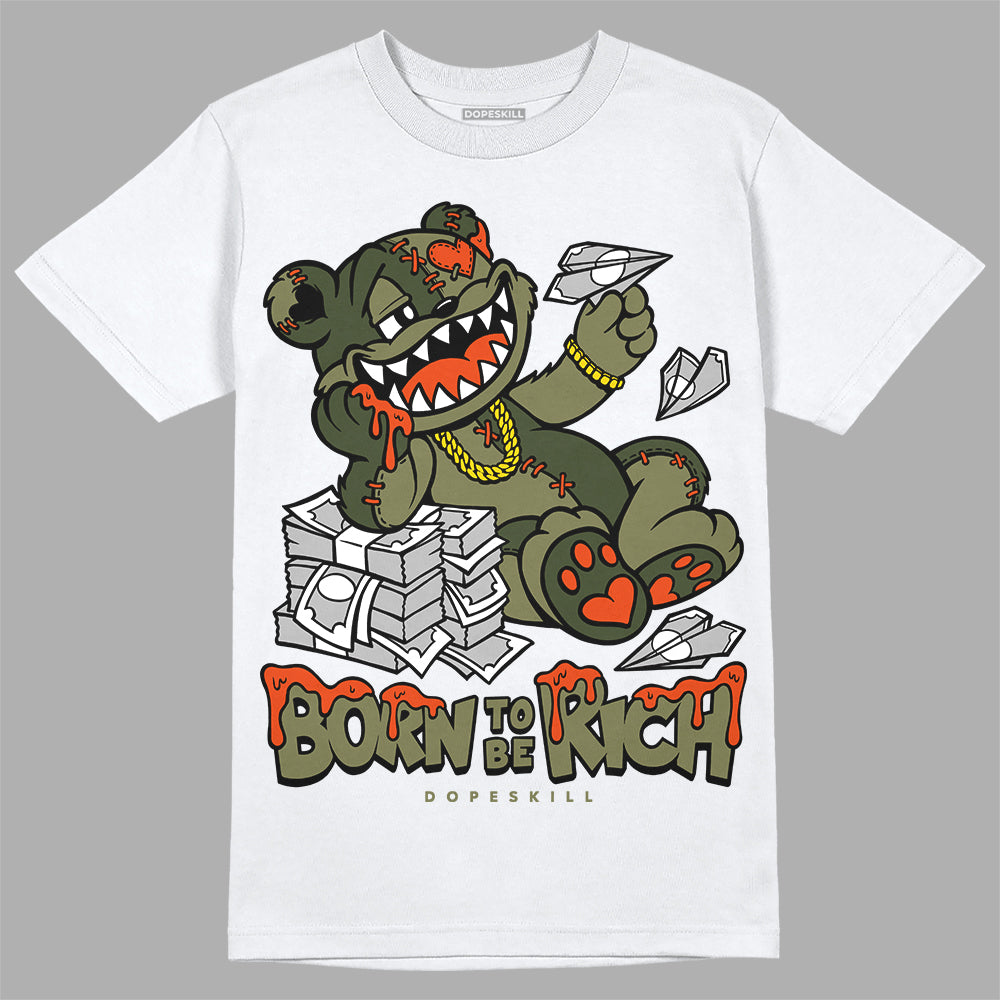 Olive Sneakers DopeSkill T-Shirt Born To Be Rich Graphic Streetwear - White 