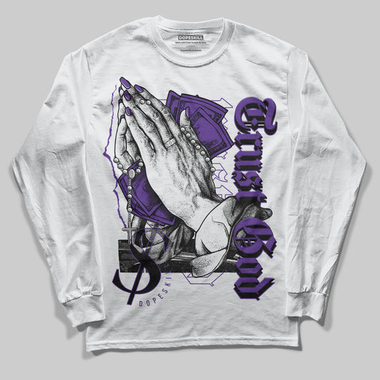 PURPLE Sneakers DopeSkill Long Sleeve T-shirt Trust God Graphic Streetwear - White