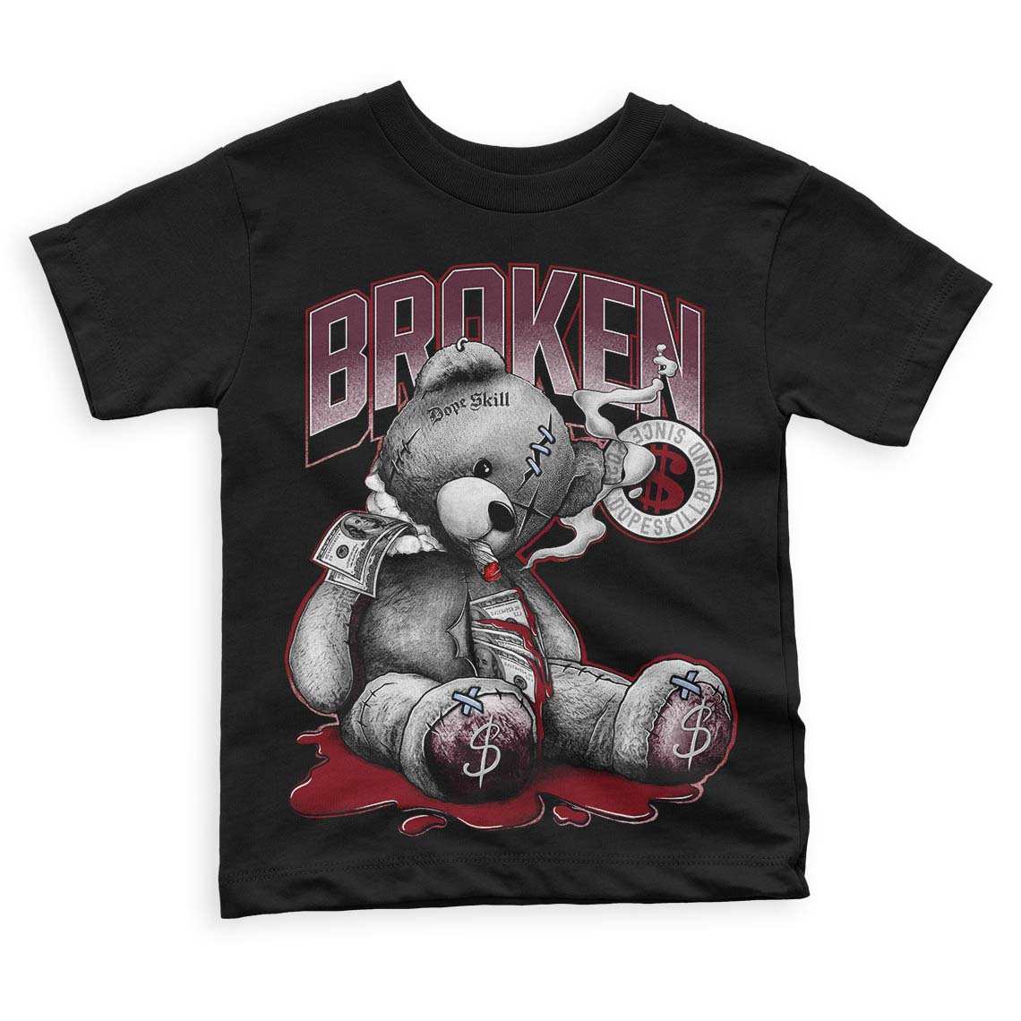 Jordan 5 Retro Burgundy (2023) DopeSkill Toddler Kids T-shirt Sick Bear Graphic Streetwear - Black