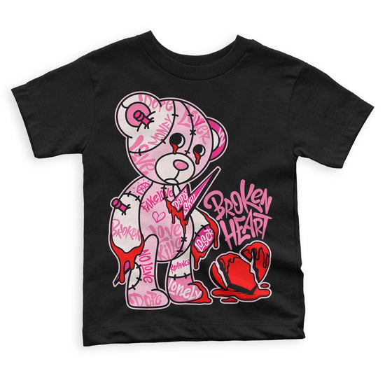 Dunk Low LX Pink Foam DopeSkill Toddler Kids T-shirt Broken Heart Graphic Streetwear  - Black 