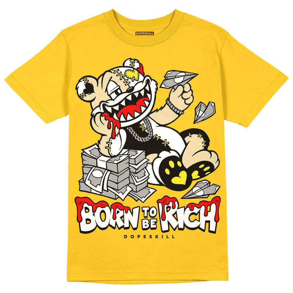 Jordan 4 Retro “Vivid Sulfur” DopeSkill Yellow T-shirt Born To Be Rich Graphic Streetwear 