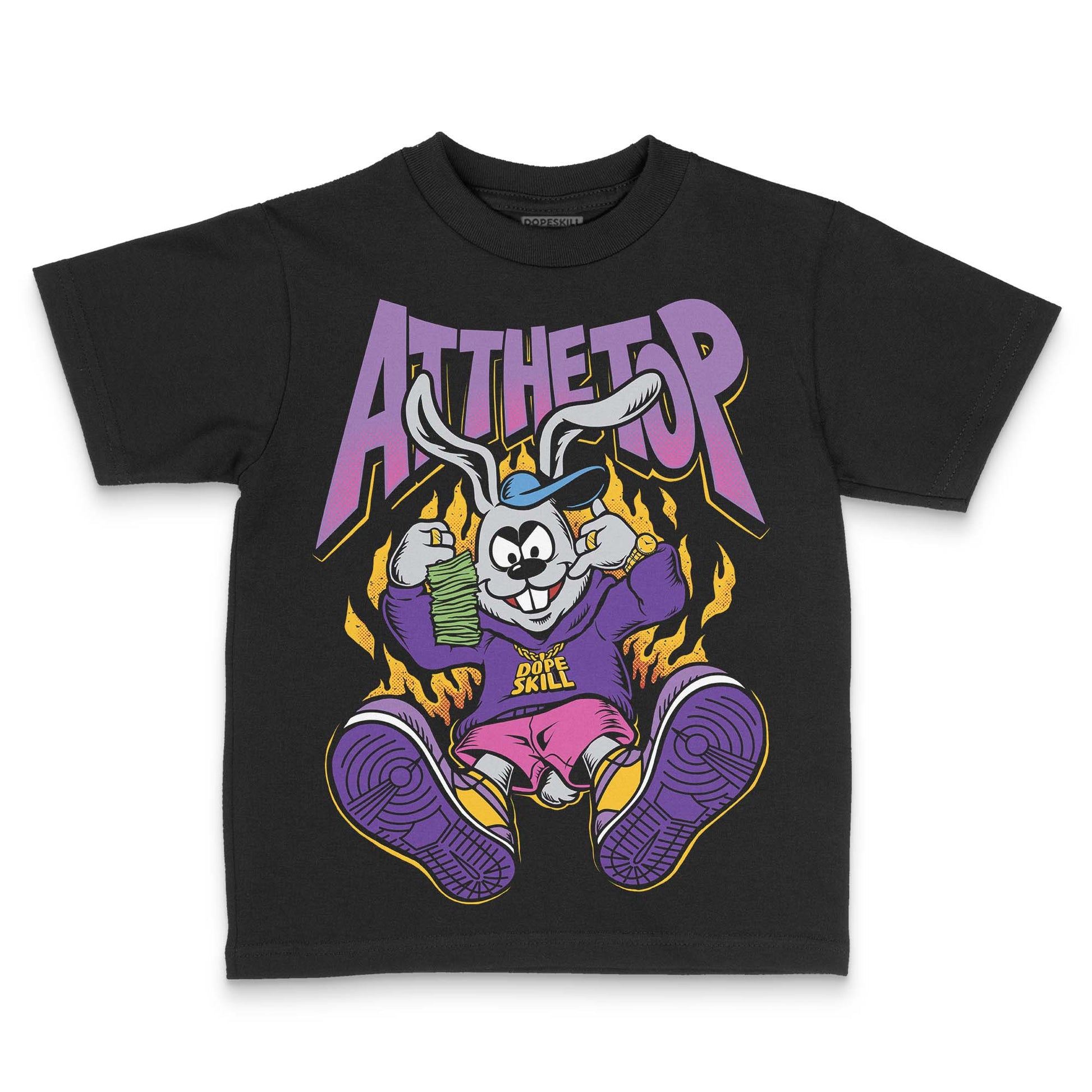 PURPLE Sneakers DopeSkill Toddler Kids T-shirt At The Top Graphic Streetwear - Black