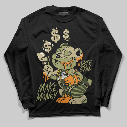 Olive Sneakers DopeSkill Long Sleeve T-Shirt Make Money Graphic Streetwear - Black