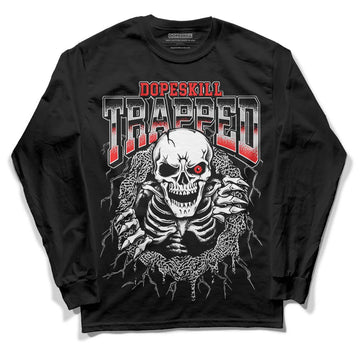 Jordan Spizike Low Bred DopeSkill Long Sleeve T-Shirt Trapped Halloween Graphic Streetwear - Black 