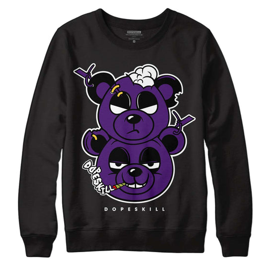 Jordan 12 “Field Purple” DopeSkill Sweatshirt New Double Bear Graphic Streetwear - Black