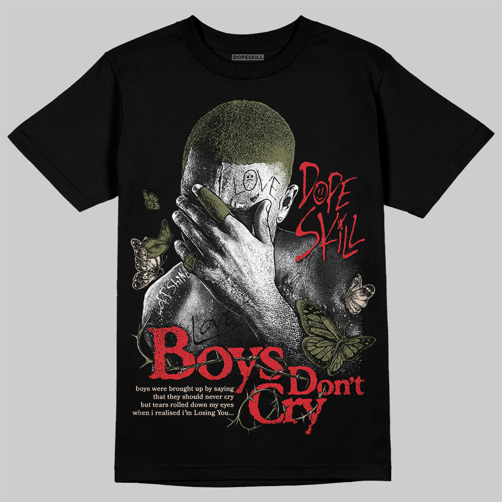 Travis Scott x Jordan 1 Medium Olive DopeSkill T-Shirt Boys Don't Cry Graphic Streetwear - Black