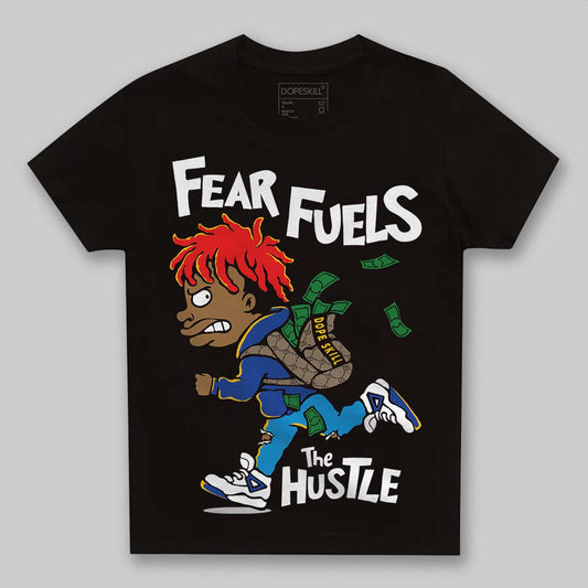 Royal Blue Sneakers DopeSkill Toddler Kids T-shirt Fear Fuels The Hustle Graphic Streetwear - Black