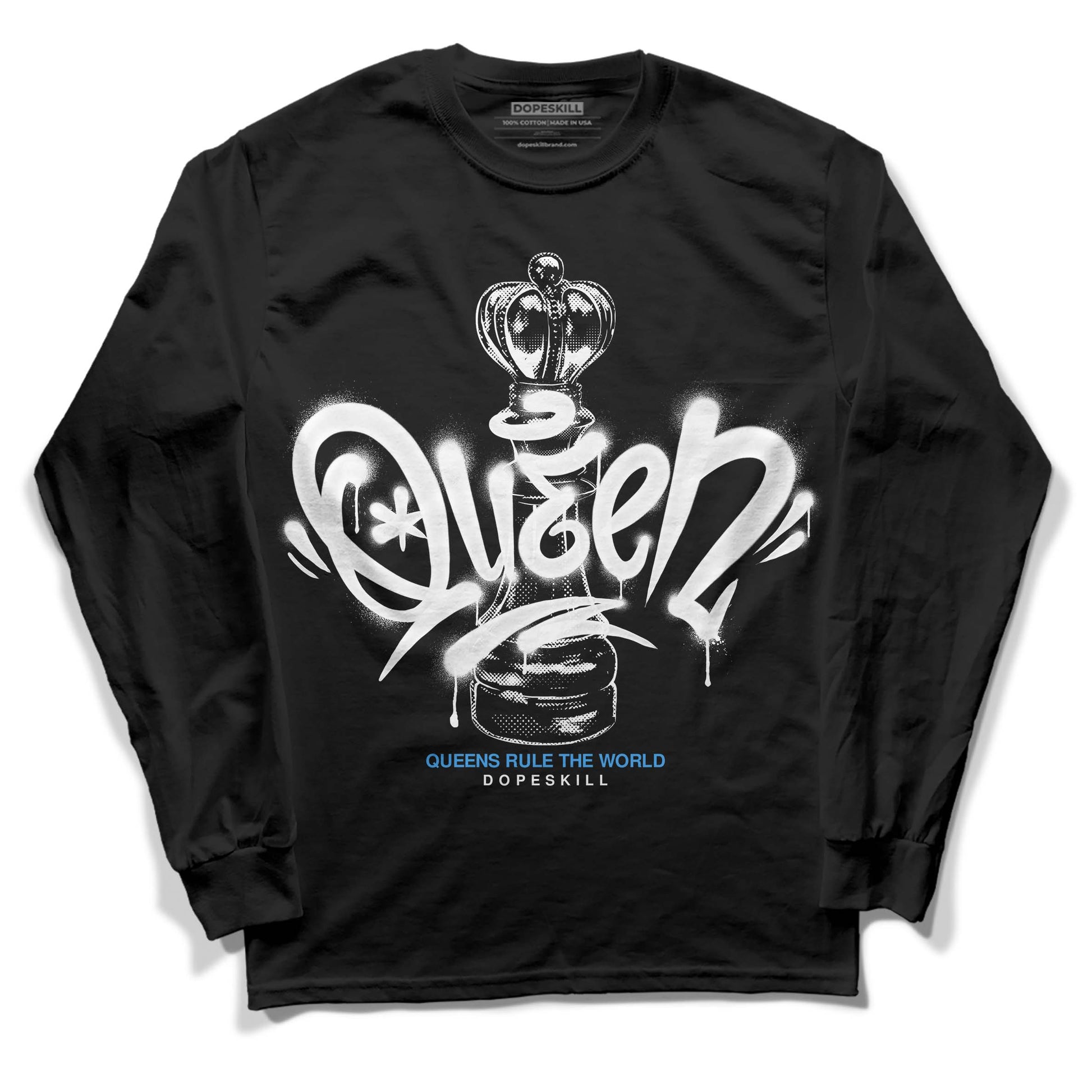 Jordan 3 "Midnight Navy" DopeSkill Long Sleeve T-Shirt Queen Chess Graphic Streetwear - Black