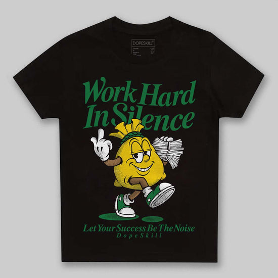 Green Sneakers DopeSkill Toddler Kids T-shirt Work Hard In Silence Graphic Streetwear - Black