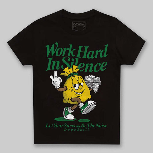Green Sneakers DopeSkill Toddler Kids T-shirt Work Hard In Silence Graphic Streetwear - Black