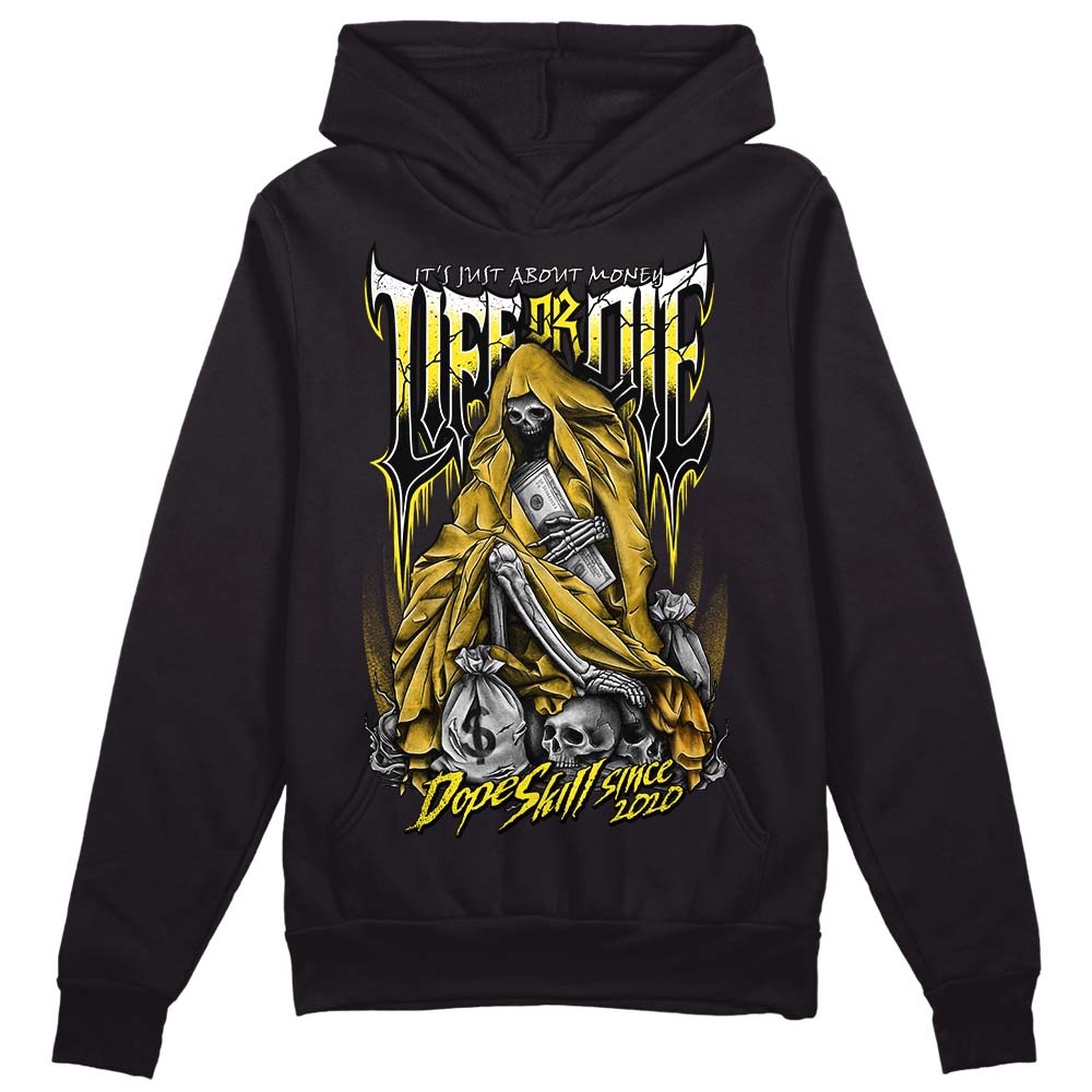 Jordan 4 Retro “Vivid Sulfur” DopeSkill Hoodie Sweatshirt Life or Die Graphic Streetwear - Black