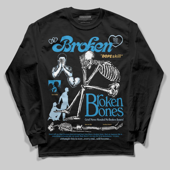 Jordan 4 Denim “Worn Blue” DopeSkill Long Sleeve T-Shirt Broken Bones Graphic Streetwear - black