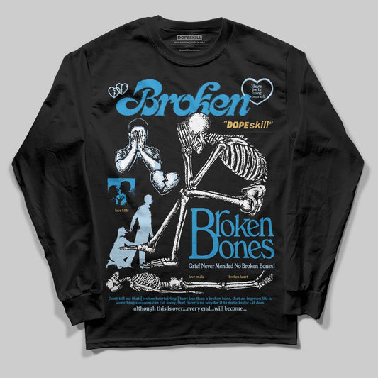 Jordan 4 Denim “Worn Blue” DopeSkill Long Sleeve T-Shirt Broken Bones Graphic Streetwear - black