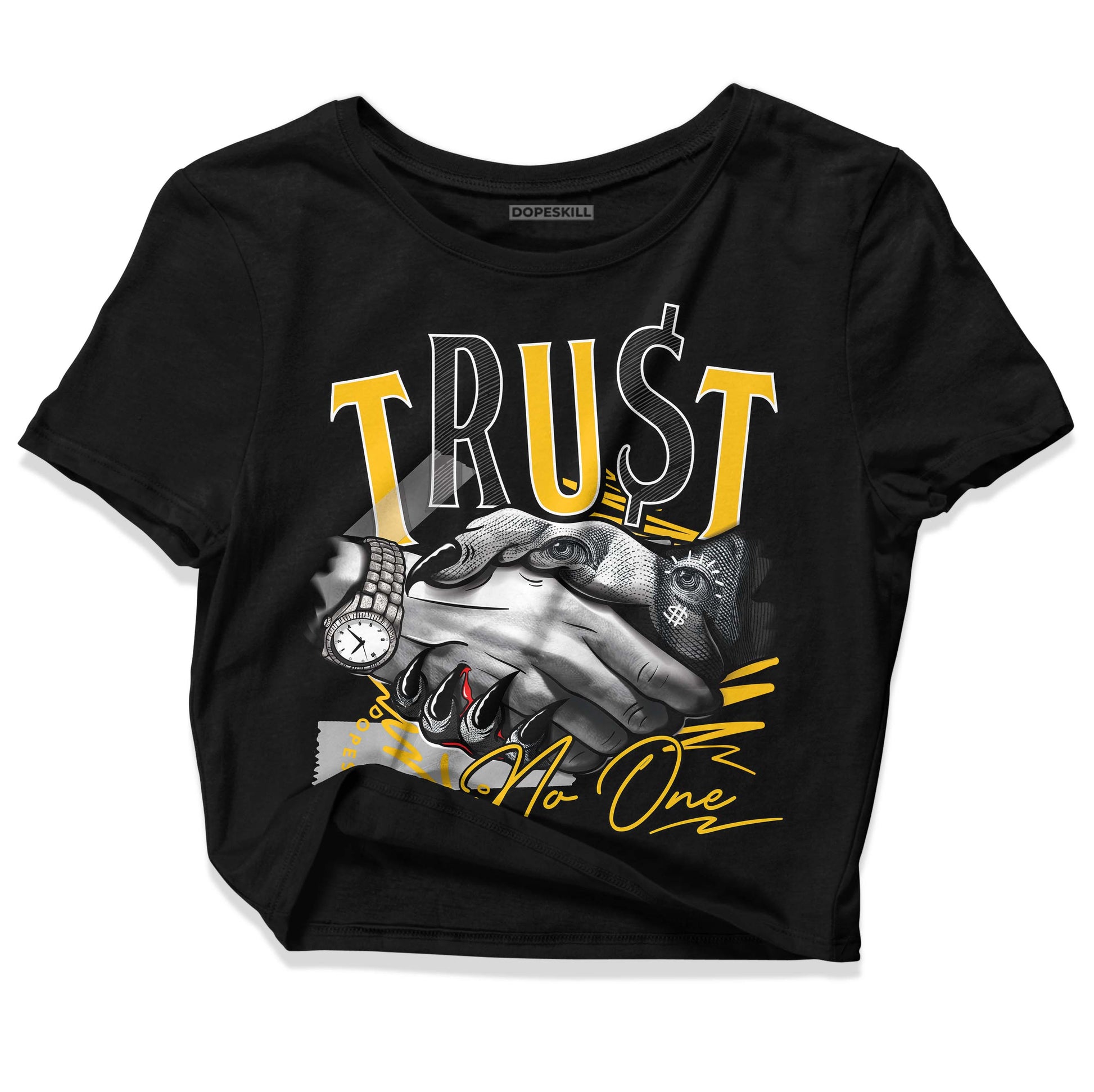 Yellow Sneakers DopeSkill Women's Crop Top Trust No One Graphic Streetwear - Black 