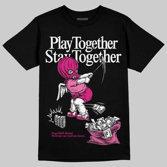 Rick Owens Pink Leather Low Sneakers DopeSkill T-Shirt Play together, Stay together Graphic Streetwear - Black