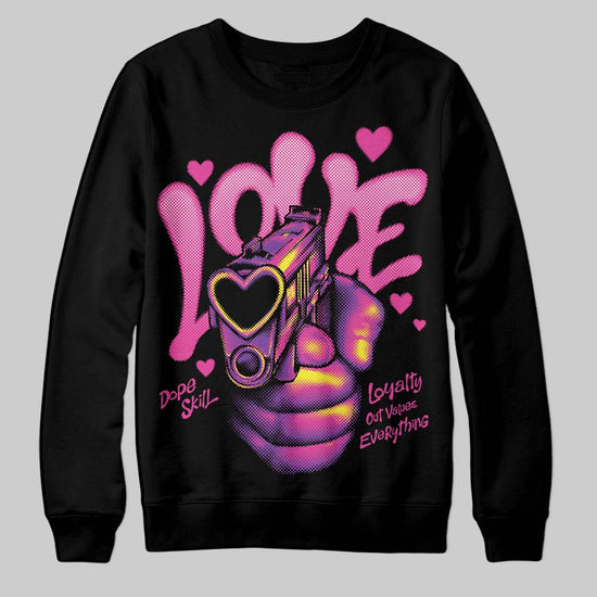 Pink Sneakers DopeSkill Sweatshirt Love Shot Graphic Streetwear - Black