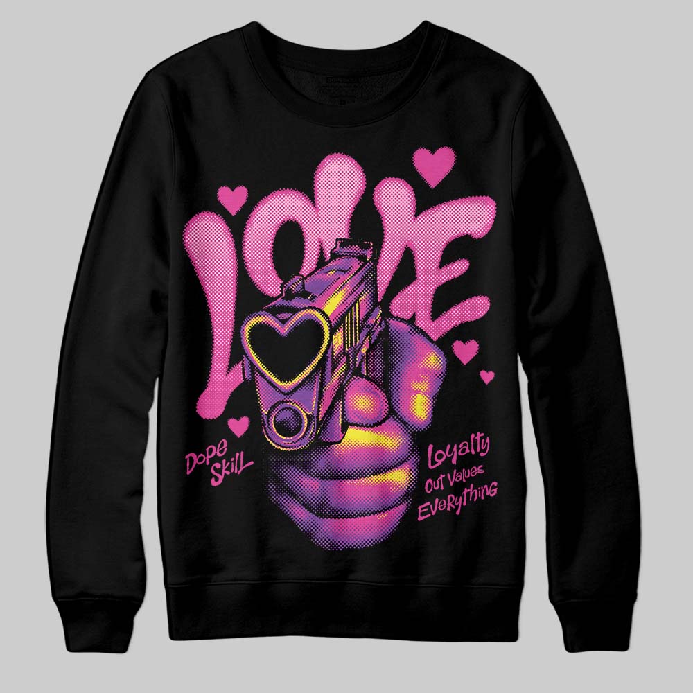 Pink Sneakers DopeSkill Sweatshirt Love Shot Graphic Streetwear - Black