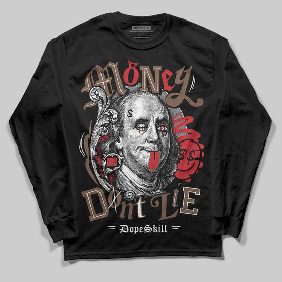 Jordan 9 'Olive' DopeSkill Long Sleeve T-Shirt Money Don't Lie Graphic Streetwear - Black