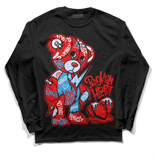  Jordan 11 Retro Cherry DopeSkill Long Sleeve T-Shirt Broken Heart Graphic Streetwear - Black 