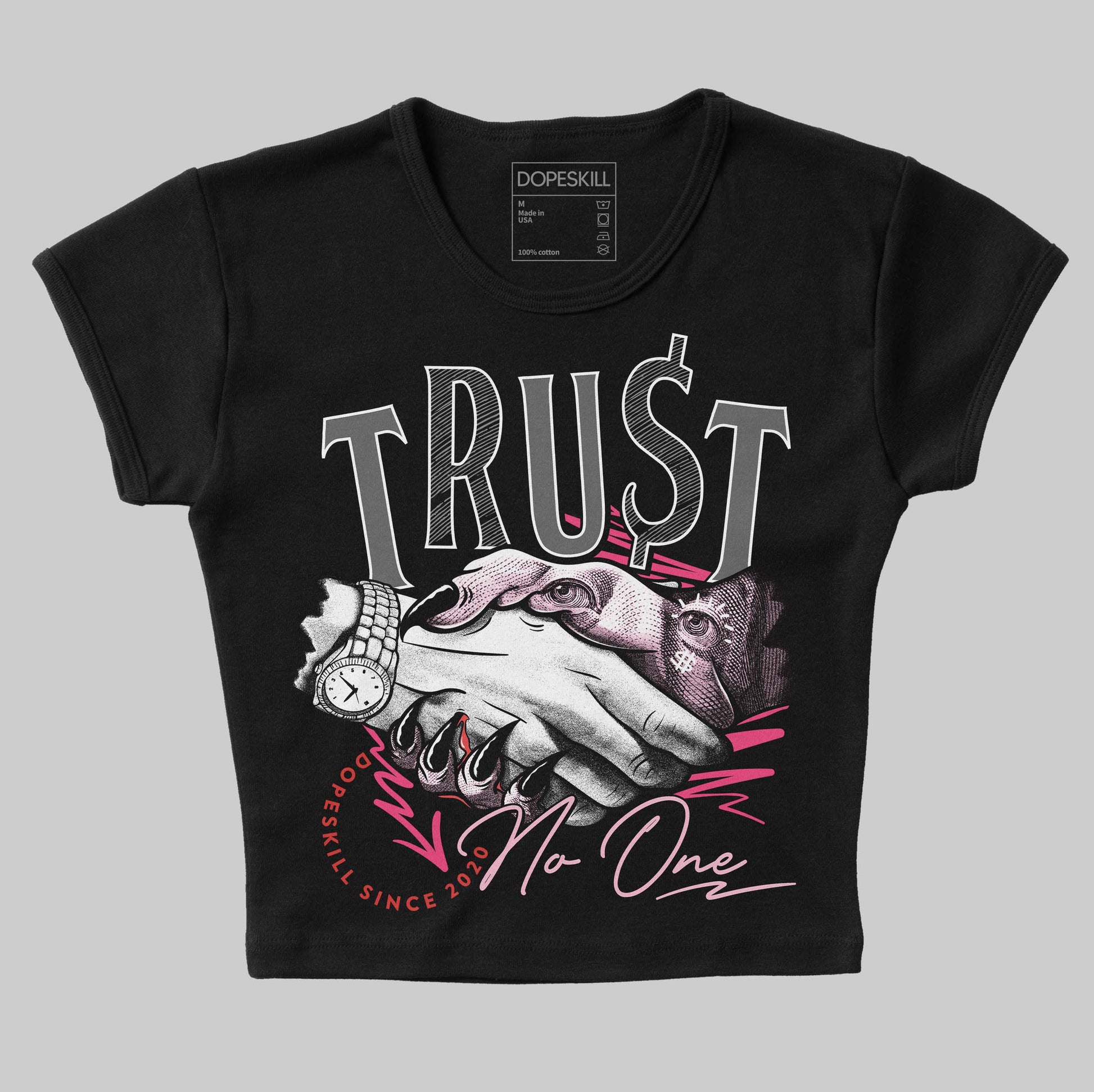 Jordan 3 “Wings” DopeSkill Women's Crop Top Trust No One Graphic Streetwear - Black