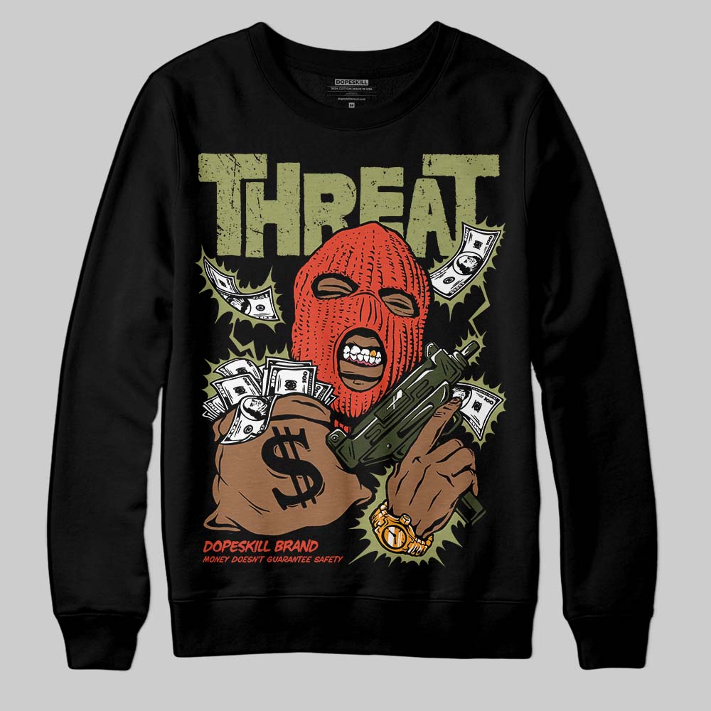 Olive Sneakers DopeSkill Sweatshirt Under Threat Graphic Streetwear - Black