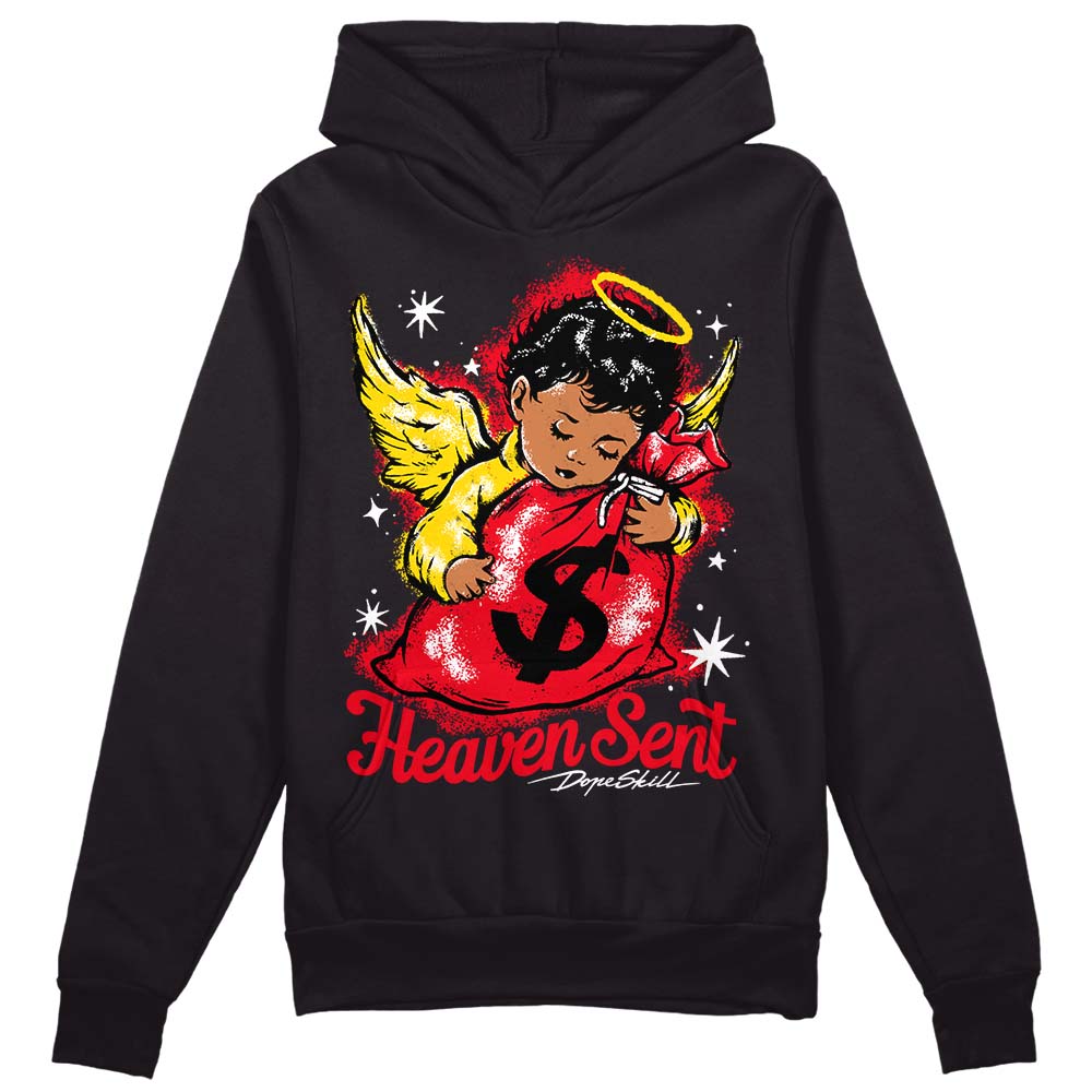 Jordan 4 Red Thunder DopeSkill Hoodie Sweatshirt Heaven Sent Graphic Streetwear - Black