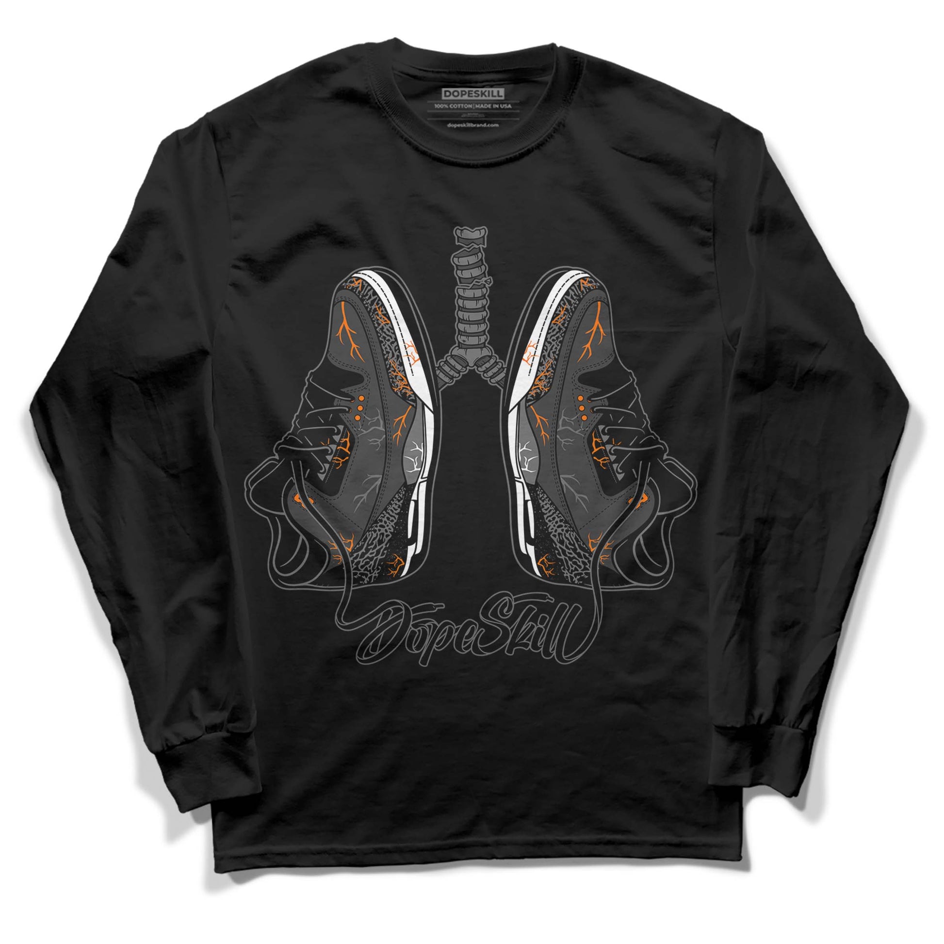 Jordan 3 Retro 'Fear Pack' DopeSkill Long Sleeve T-Shirt Breathe Graphic Streetwear - Black