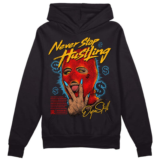 Red Sneakers DopeSkill Hoodie Sweatshirt Never Stop Hustling Graphic Streetwear - Black