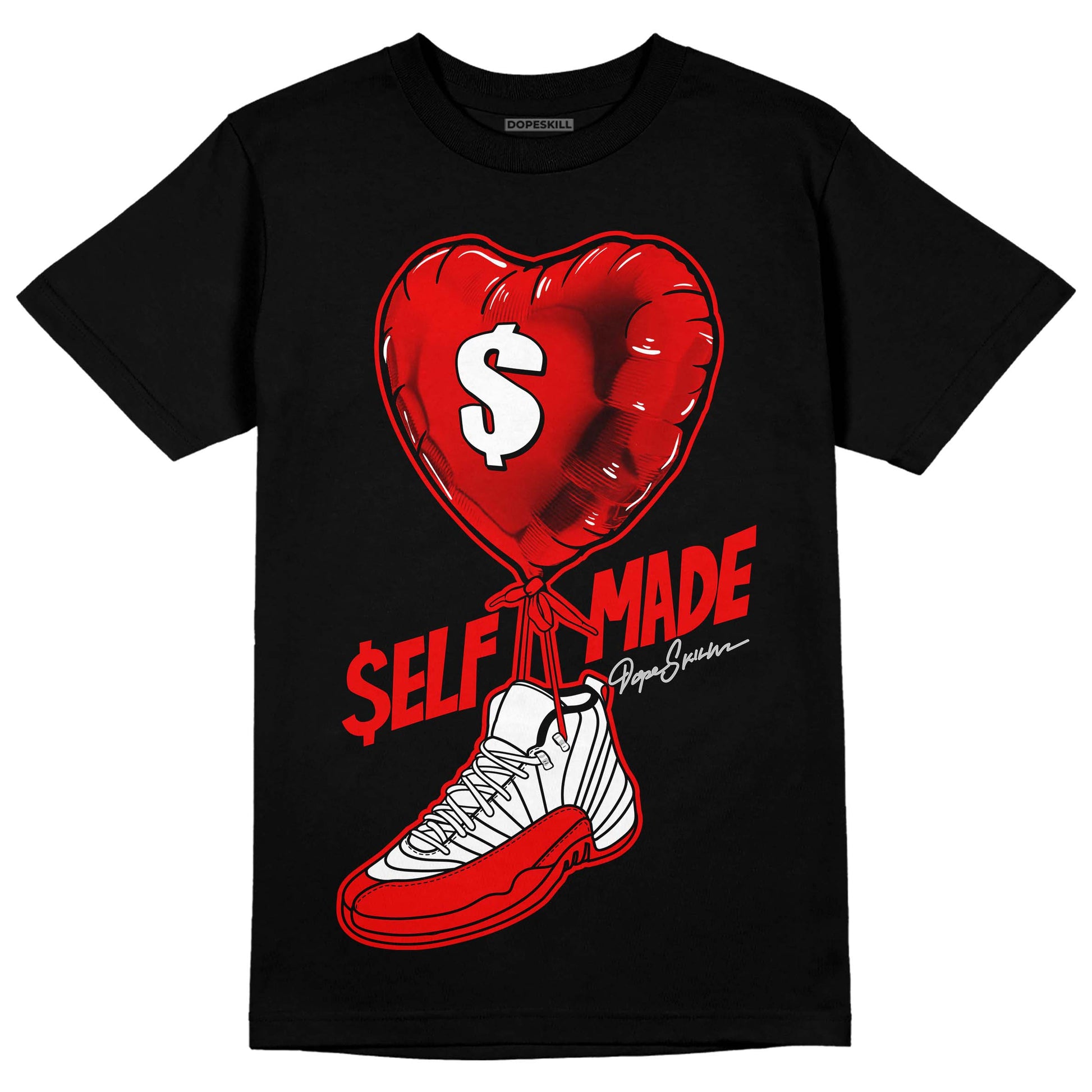 Jordan 12 “Cherry” DopeSkill T-Shirt Self Made Graphic Streetwear - Black