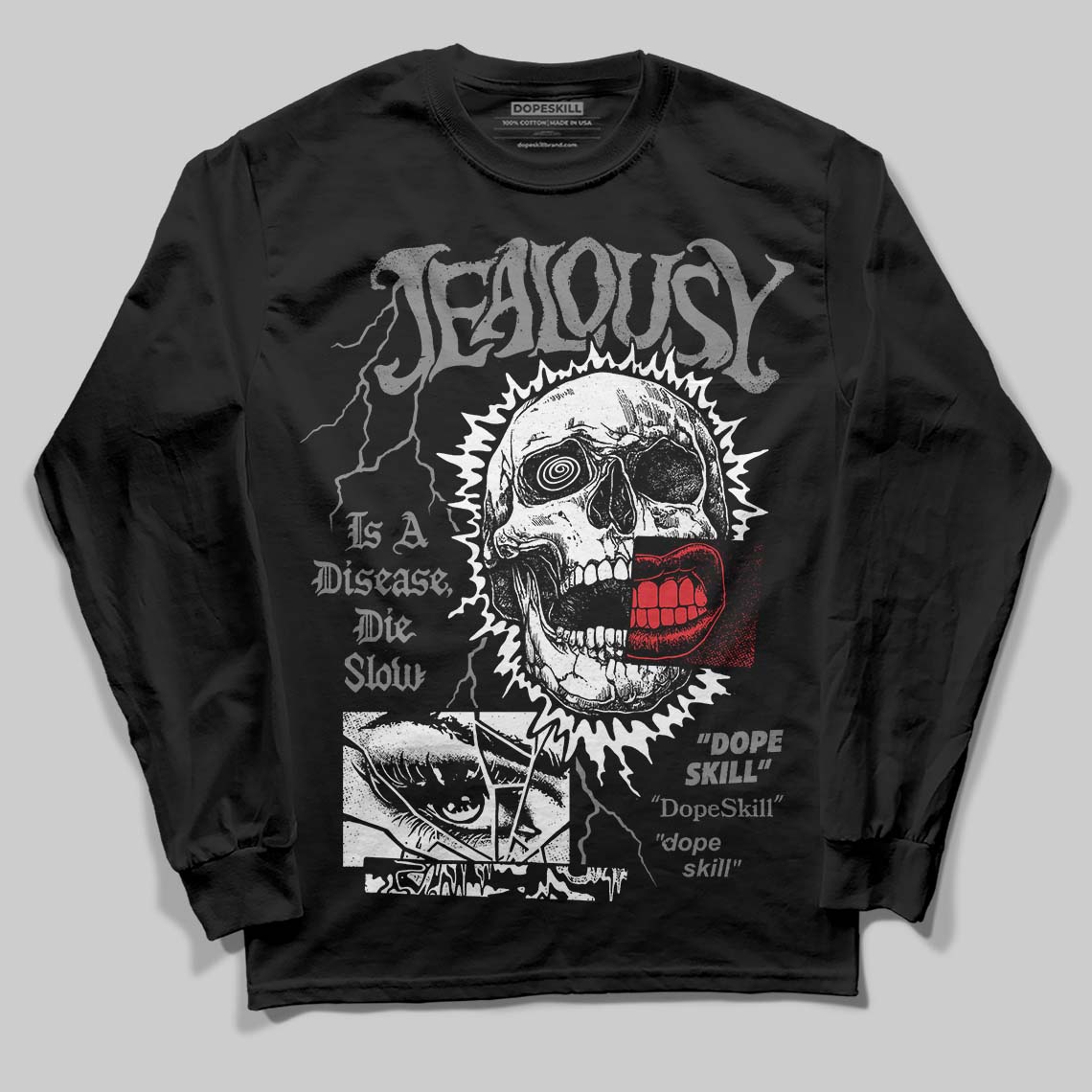 Jordan 10 Retro Shadow (2025) DopeSkill Long Sleeve T-Shirt Jealousy Graphic Streetwear - Black