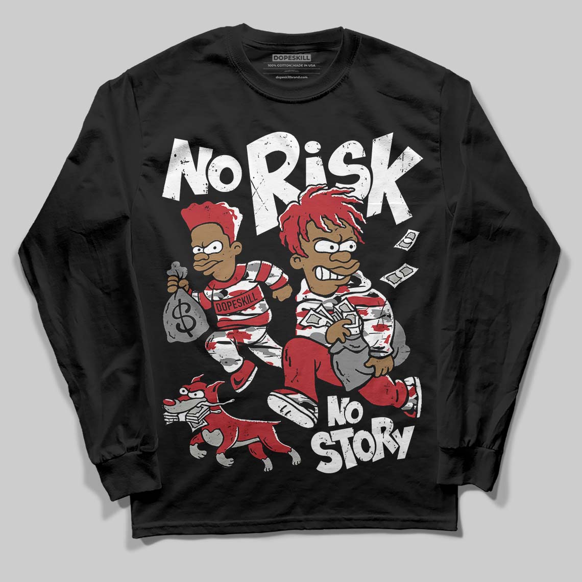 Jordan 8 Retro Bugs Bunny (2025) DopeSkill Long Sleeve T-Shirt No Risk No Story Graphic Streetwear - black