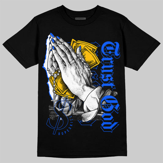 Royal Blue Sneakers DopeSkill T-Shirt Trust God Graphic Streetwear - Black