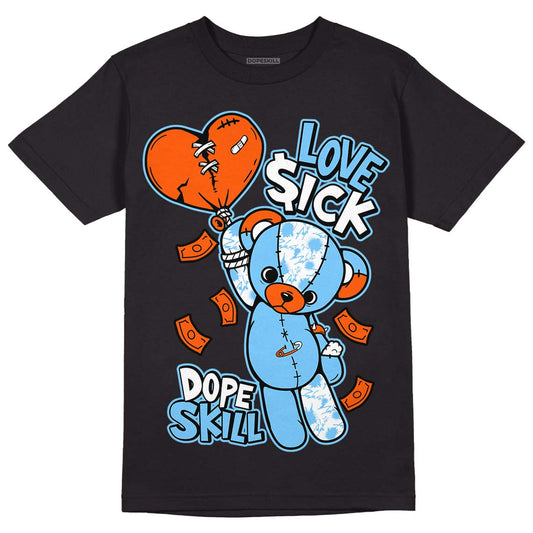 Dunk Low Futura University Blue DopeSkill T-Shirt Love Sick Graphic Streetwear - Black