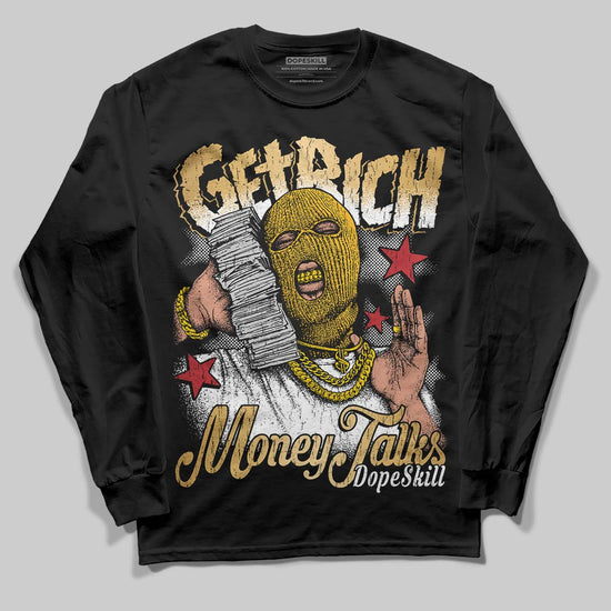 Jordan 12 Retro 'Taxi' 2025 DopeSkill Long Sleeve T-Shirt Get Rich Graphic Streetwear  Black
