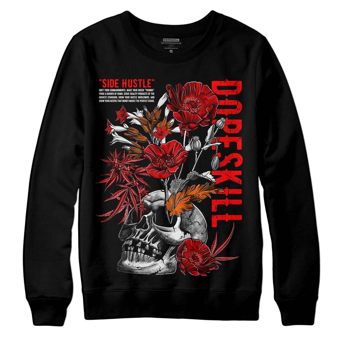 Jordan 1 Retro High OG "Satin Bred" DopeSkill Sweatshirt Side Hustle Graphic Streetwear - Black