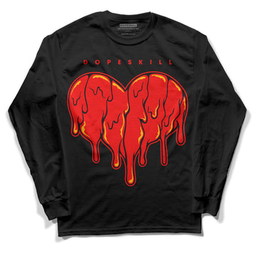 Red Sneakers DopeSkill Long Sleeve T-Shirt Slime Drip Heart Graphic Streetwear - Black