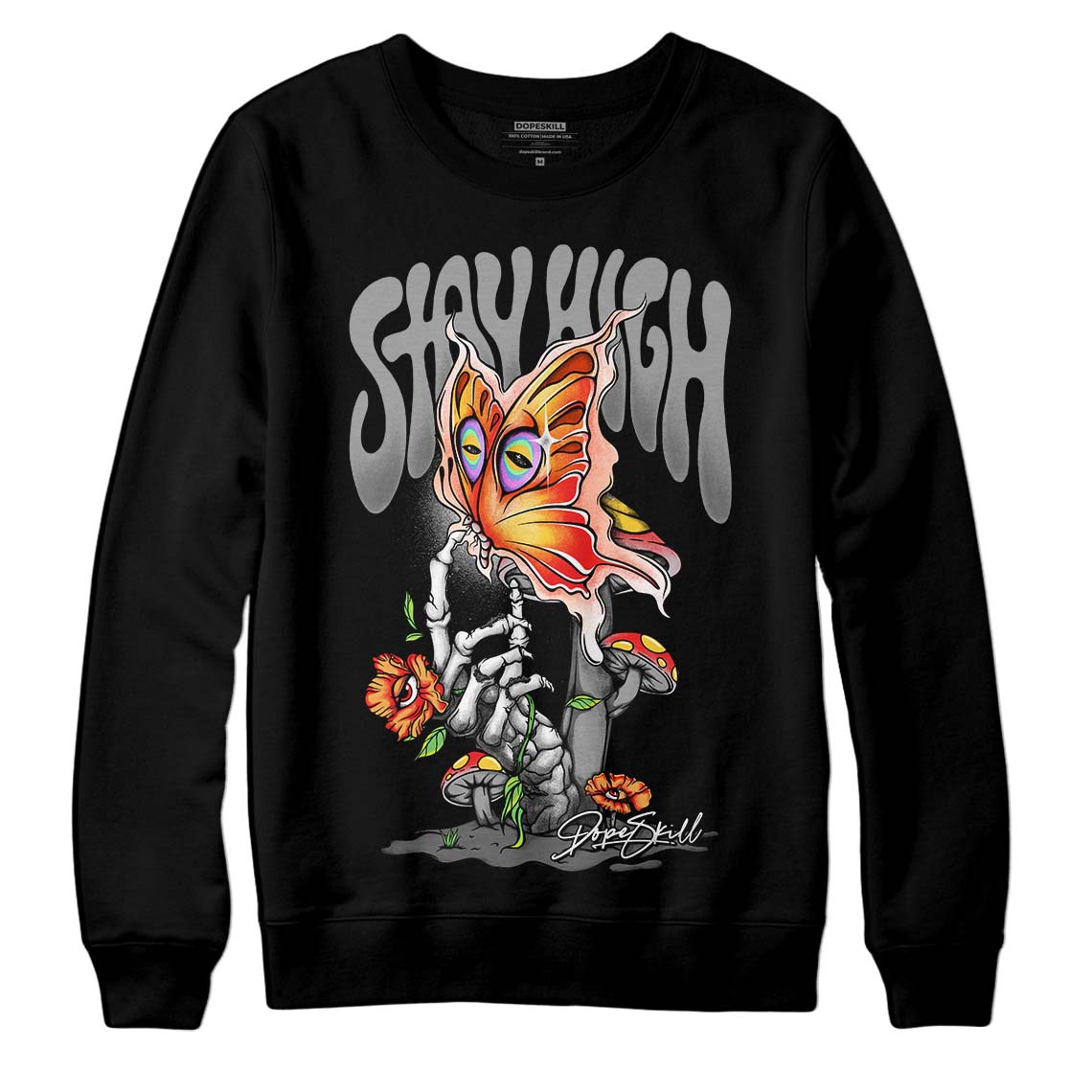 Grey Sneakers DopeSkill Sweatshirt Stay High Graphic Streetwear - Black 