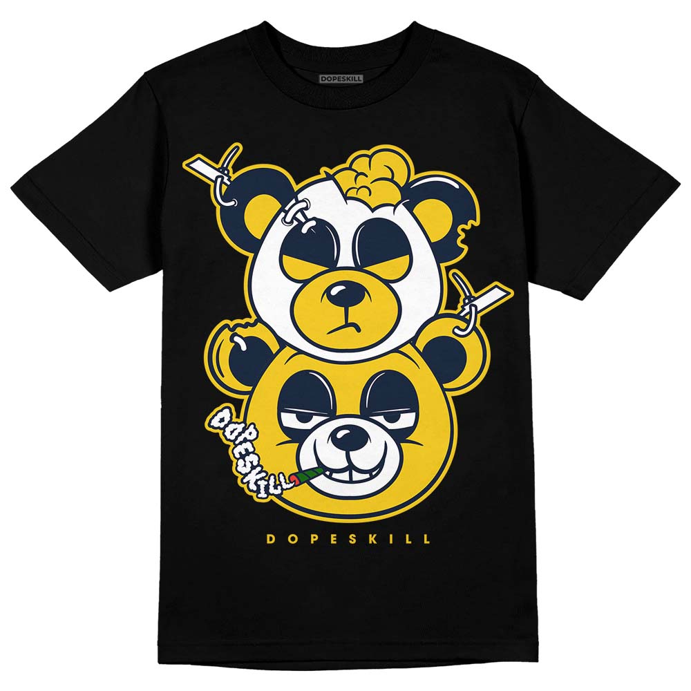 Dunk Low Vintage “Michigan” DopeSkill T-Shirt New Double Bear Graphic Streetwear - Black