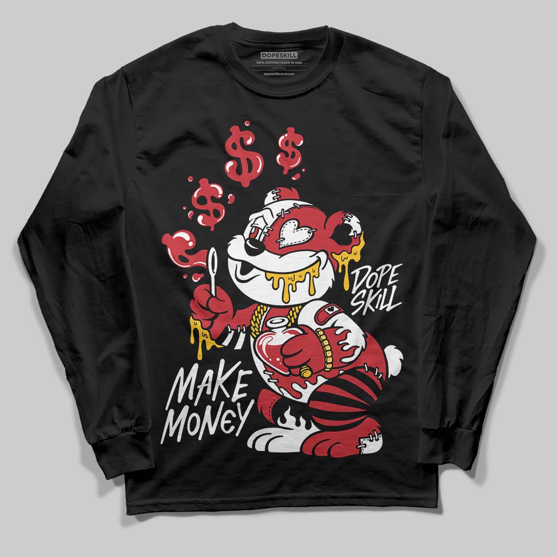 Jordan 1 Low OG "Chicago" DopeSkill Long Sleeve T-Shirt Make Money Graphic Streetwear - Black