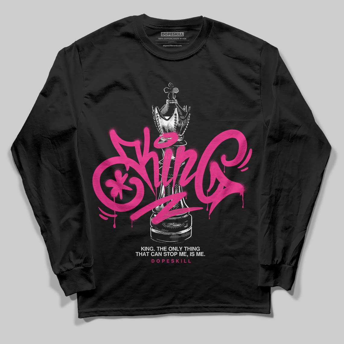 Jordan 1 Low GS “Fierce Pink” Dopeskill Long Sleeve T-Shirt King Chess Graphic Streetwear - Black
