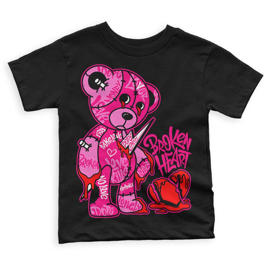 Jordan 1 Low GS “Fierce Pink” Dopeskill Toddler Kids T-shirt Broken Heart Graphic Streetwear - Black