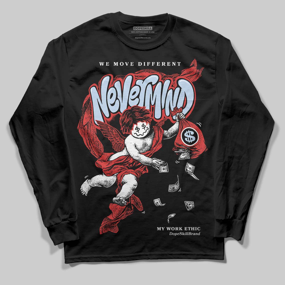 Jordan 6 “Reverse Infrared” DopeSkill Long Sleeve T-Shirt Nevermind Graphic Streetwear - black