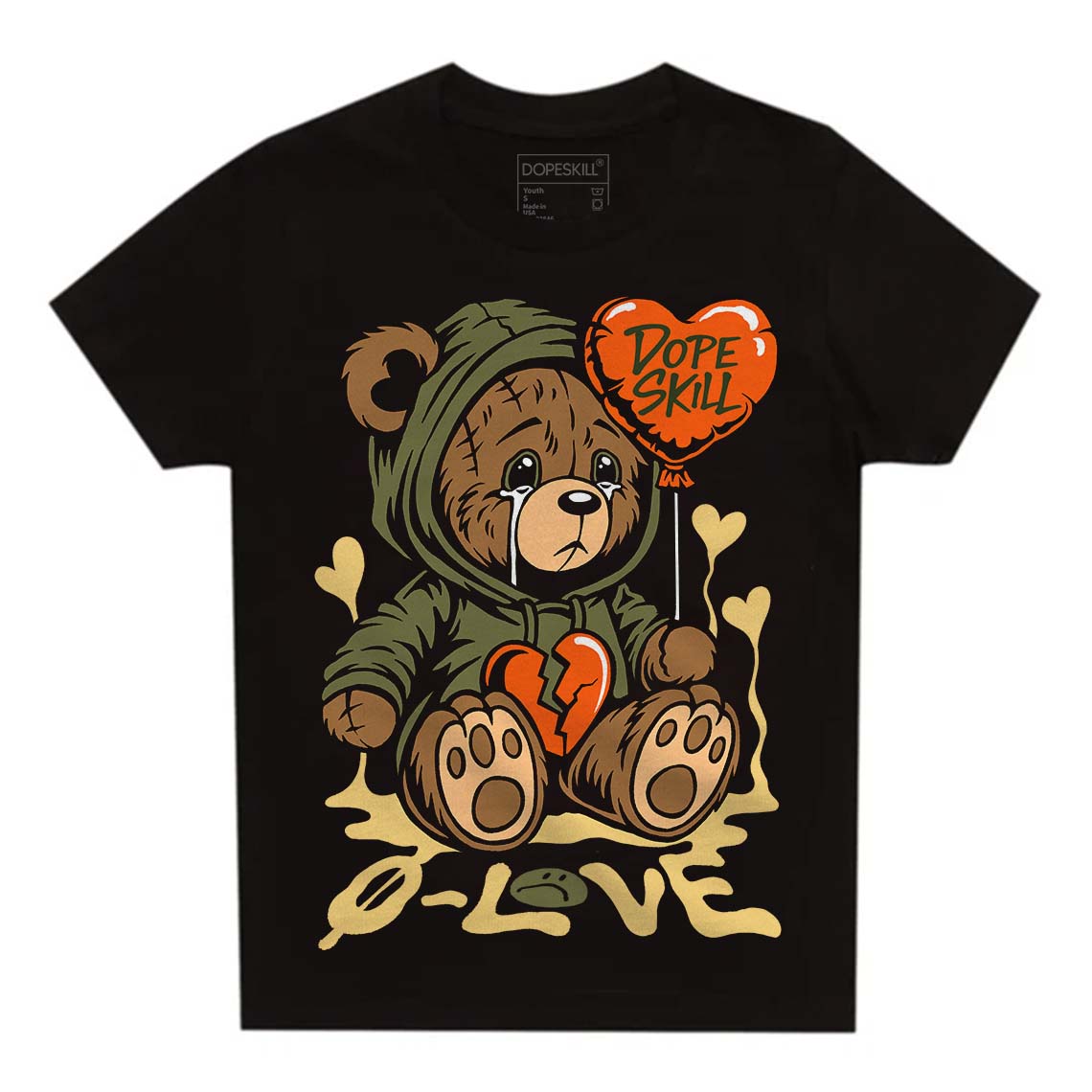 Jordan 4 Retro SE Craft Medium Olive DopeSkill Toddler Kids T-shirt Broken Bear Graphic Streetwear - Black