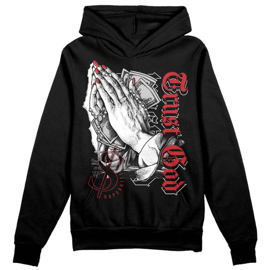 Jordan 12 “Red Taxi” DopeSkill Hoodie Sweatshirt Trust God Graphic Streetwear - Black