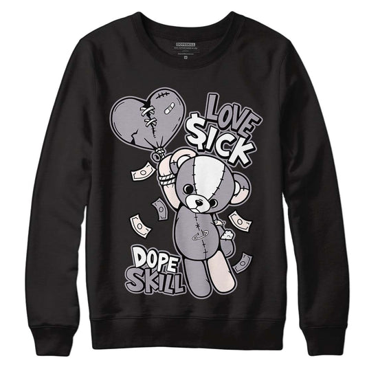 Jordan 2 Cement Grey DopeSkill Sweatshirt Love Sick Graphic Streetwear - Black