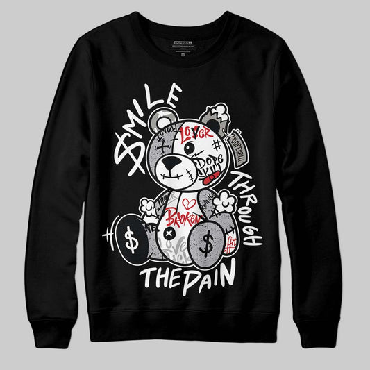Jordan 4 OG “White Cement” DopeSkill Sweatshirt Smile Through The Pain Graphic Streetwear - Black