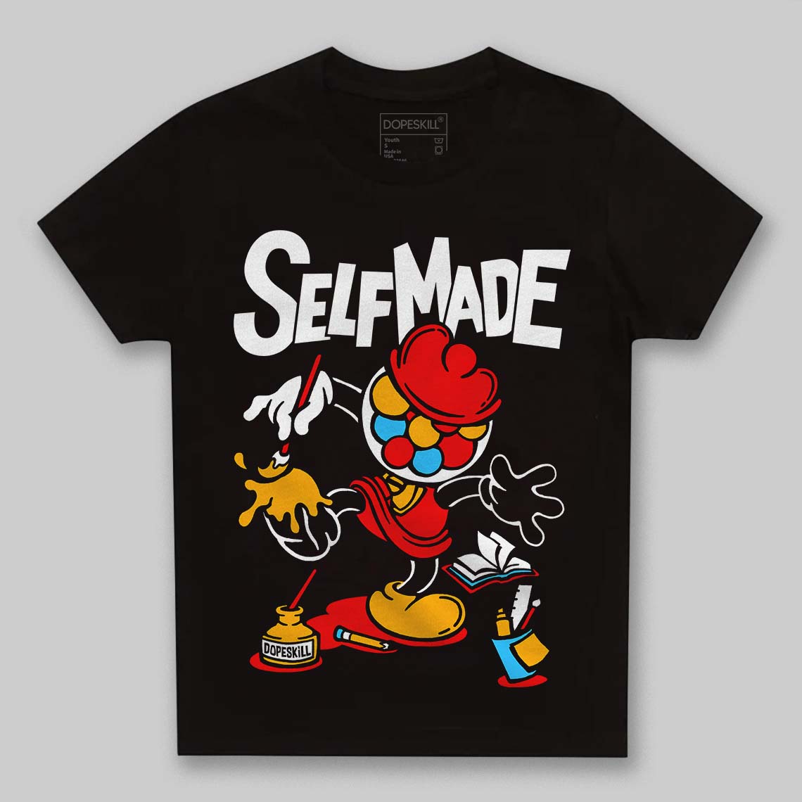 Red Sneakers DopeSkill Toddler Kids T-shirt Self Made Graphic Streetwear - Black
