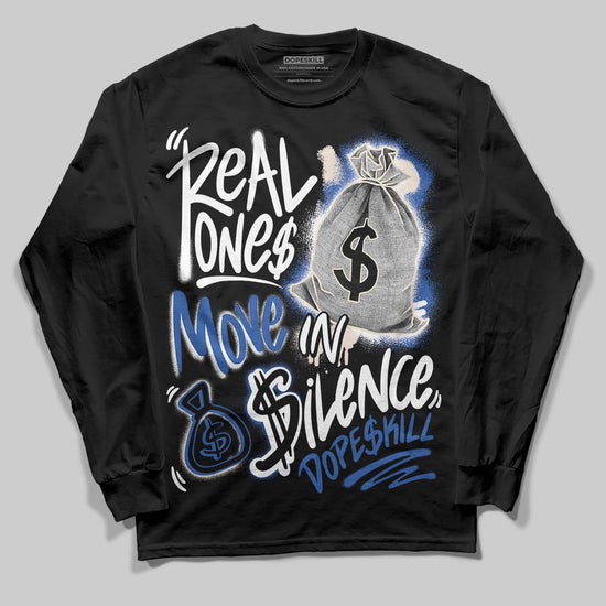 Jordan 1 Low Travis Scott x Fragment DopeSkill Long Sleeve T-Shirt Real Ones Move In Silence Graphic Streetwear - Black