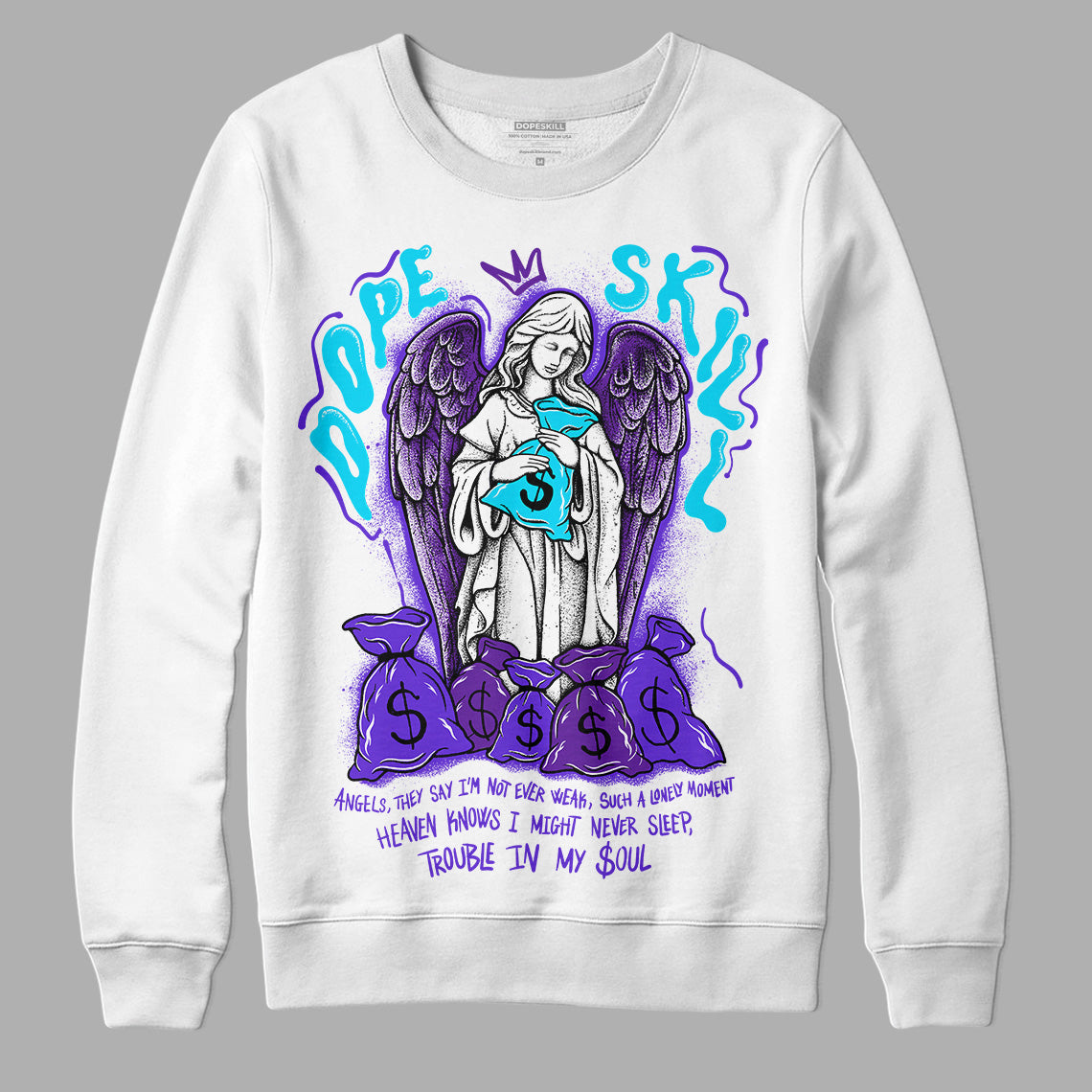 Jordan 6 “Aqua” DopeSkill Sweatshirt Angels Graphic Streetwear - WHite 