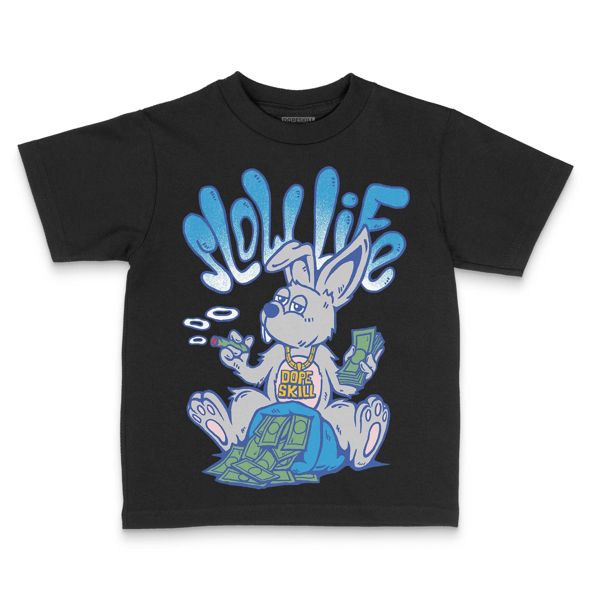 Royal Blue Sneakers DopeSkill Toddler Kids T-shirt Slow Life Graphic Streetwear - Black